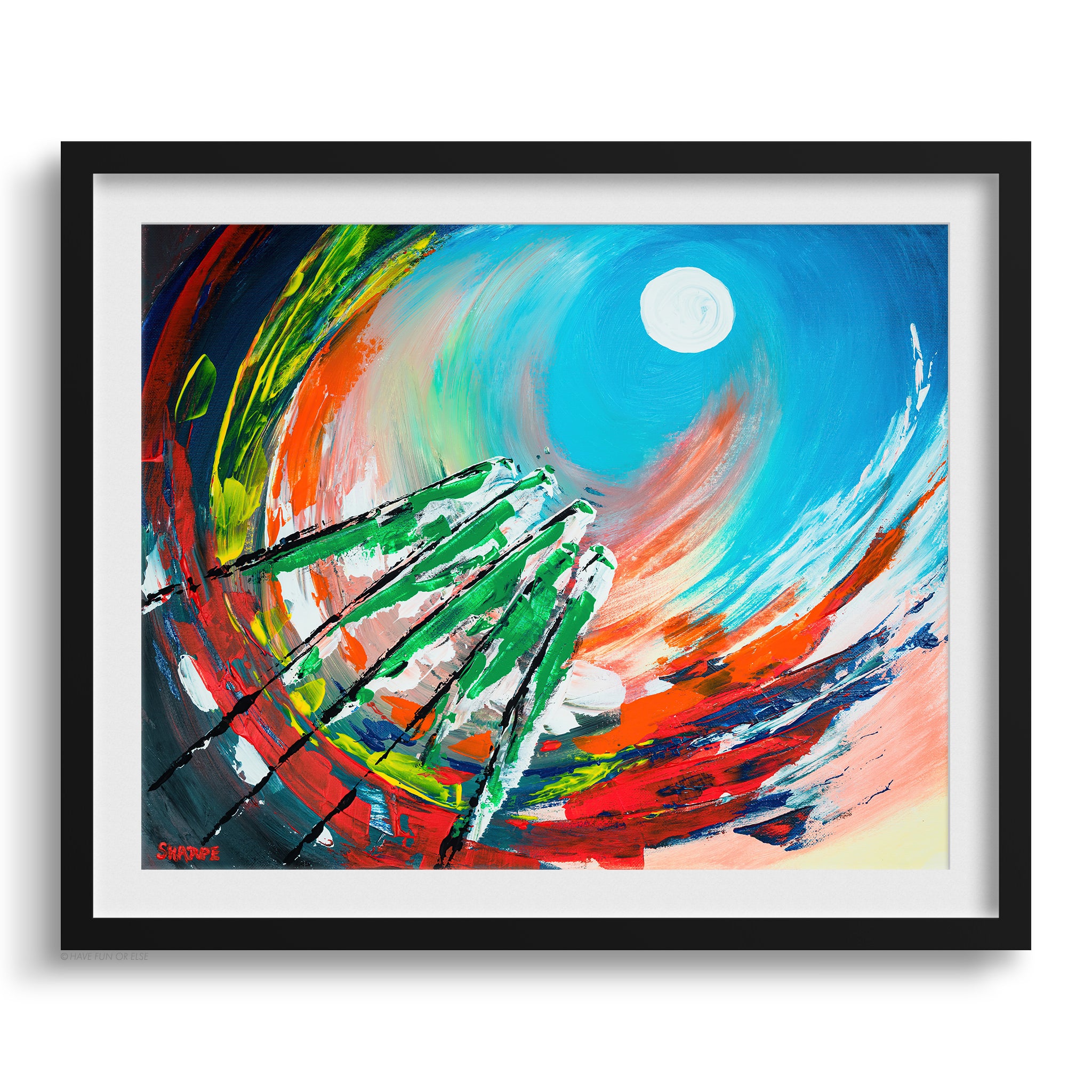 Doug Sharpe Birds On A Wire Abstract Art Print Black Frame