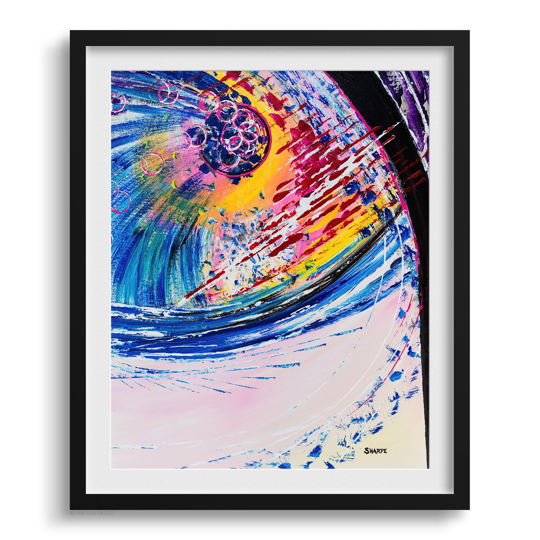 Doug Sharpe Bubbles Abstract Art Print Black Frame
