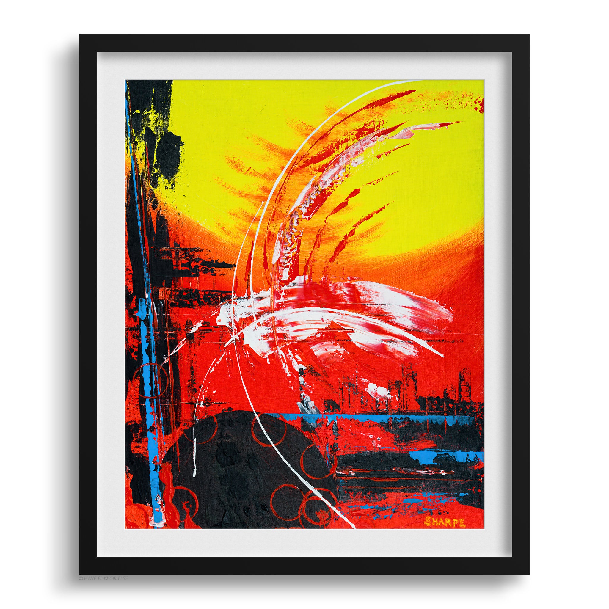 Doug Sharpe Danger Zone Abstract Art Print Black Frame
