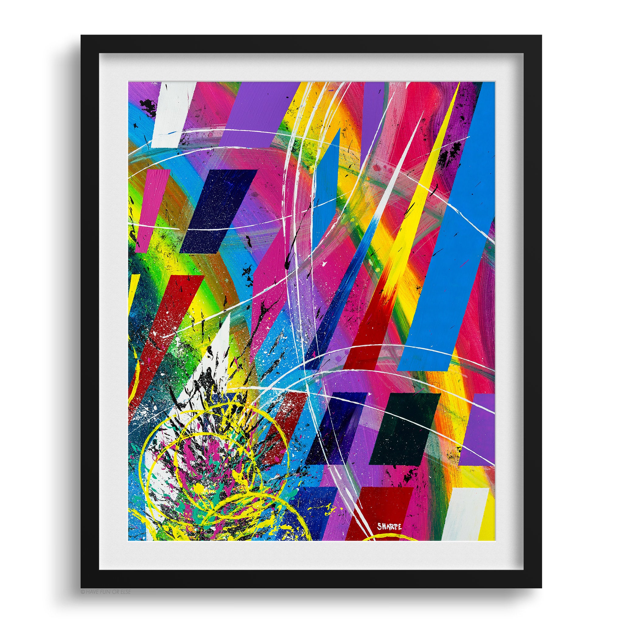 Doug Sharpe Explosion Abstract Art Print Black Frame