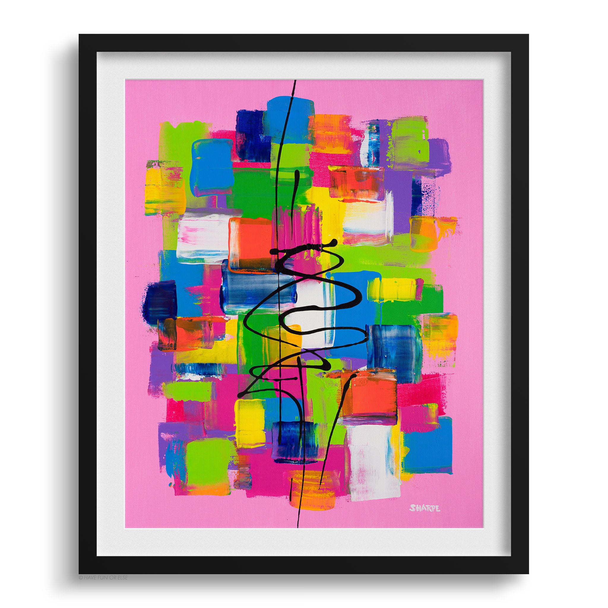 Doug Sharpe Frolic Abstract Art Print Black Frame