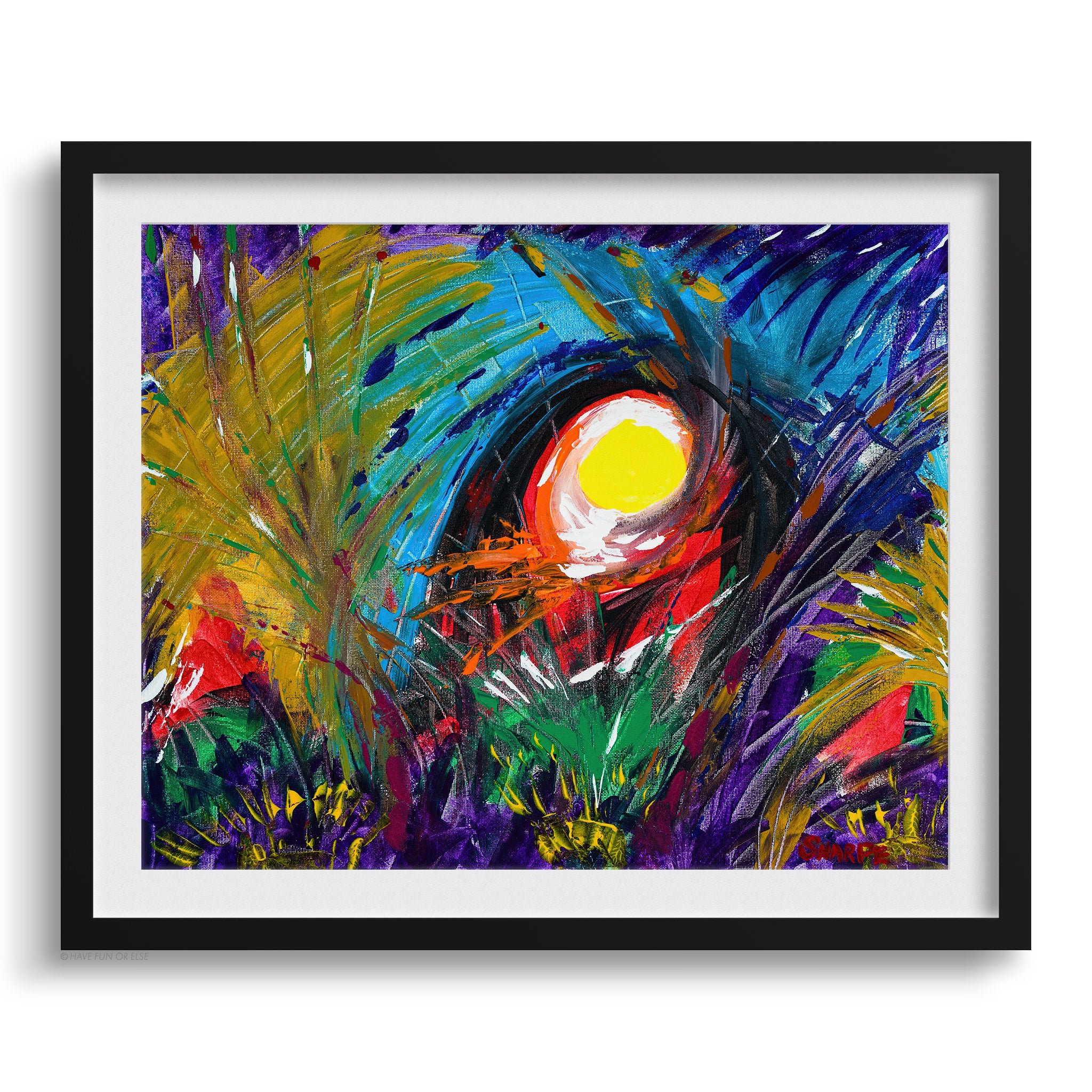 Doug Sharpe Grasshopper Abstract Art Print Black Frame