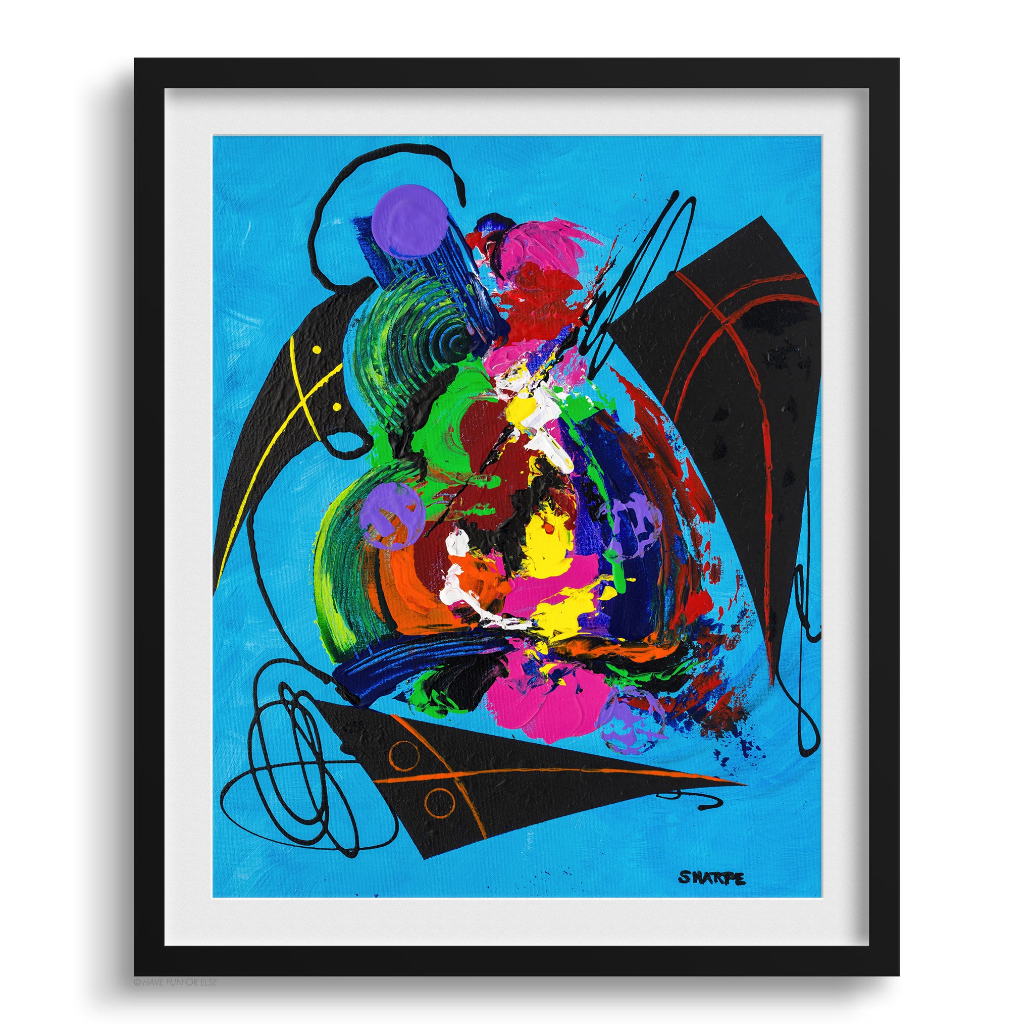 Doug Sharpe Kites Abstract Art Print Black Frame