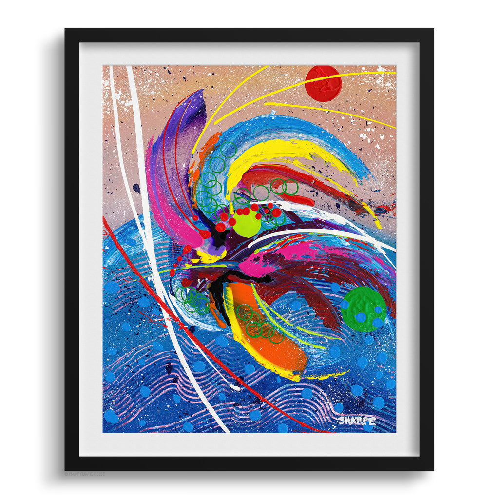 Doug Sharpe Kitesurfing Abstract Art Print Black Frame