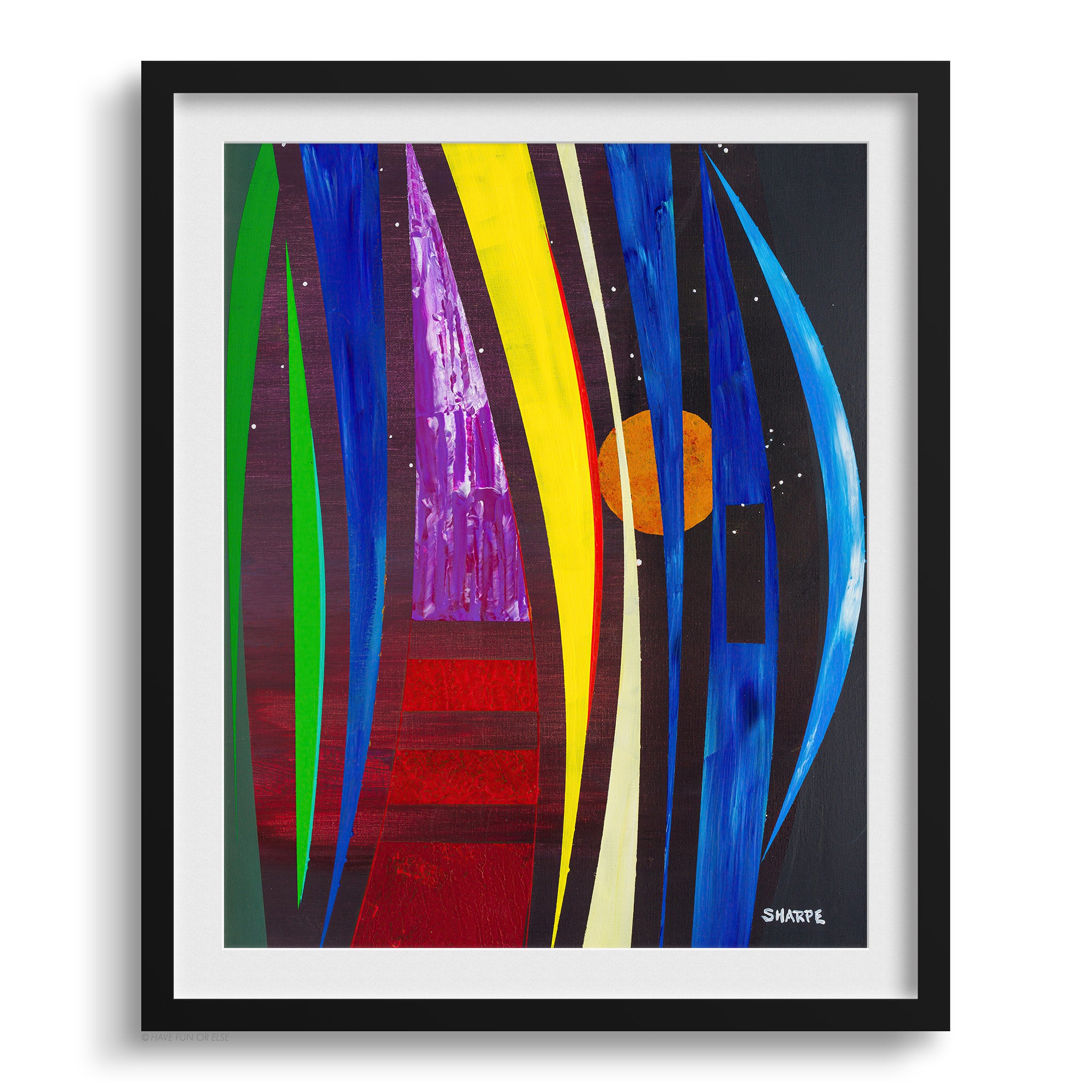 Doug Sharpe Night Sail Abstract Art Print Black Frame