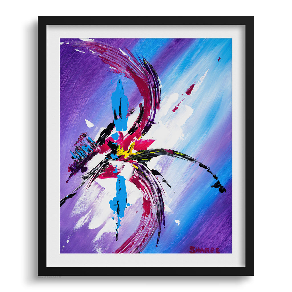 Doug Sharpe Purple Heart Abstract Art Print Black Frame