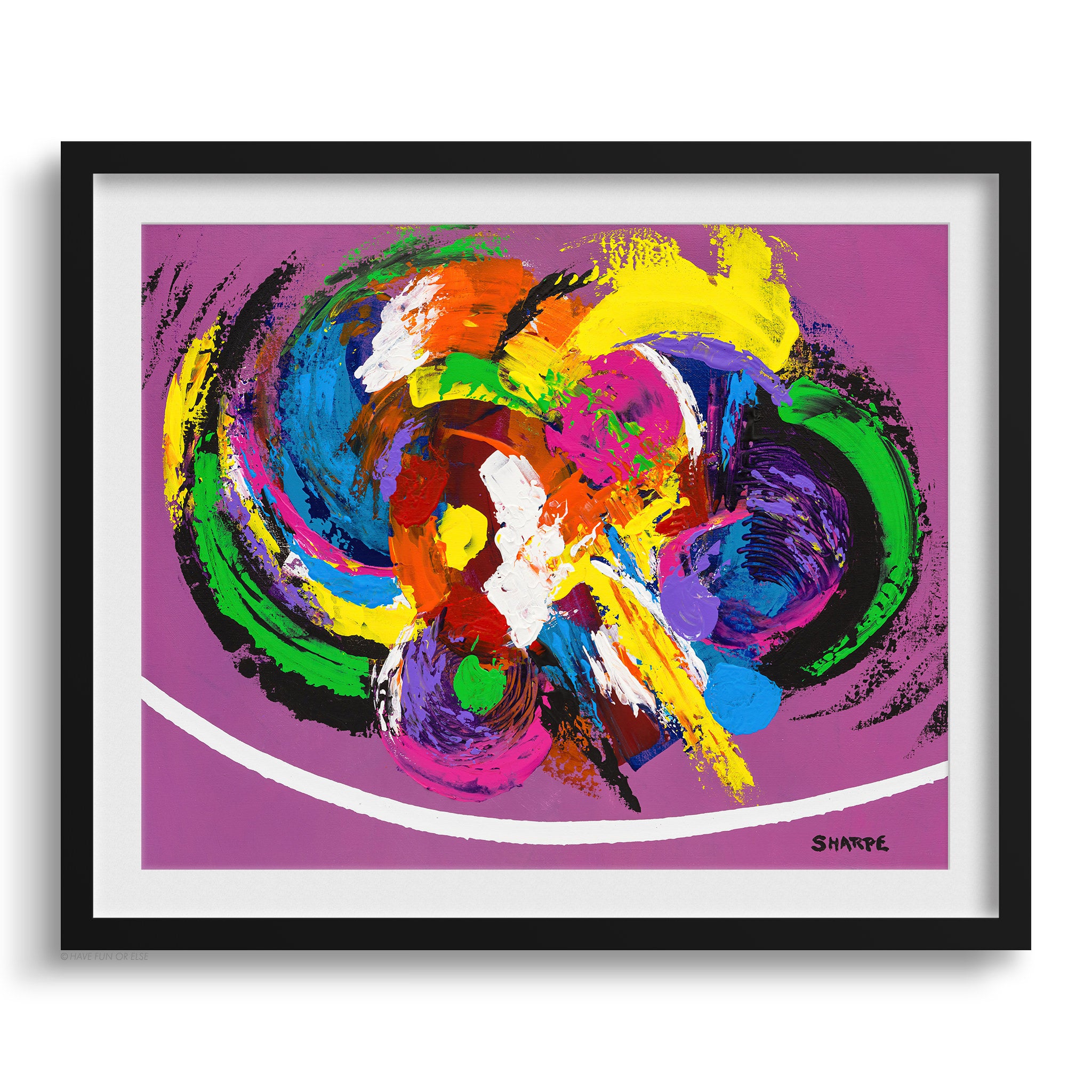 Doug Sharpe Roundabout Abstract Art Print Black Frame